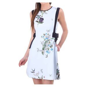 Ted Baker Sipnela Bow Dress Size 0 Floral A-Line Mini Dress Spring Meadow